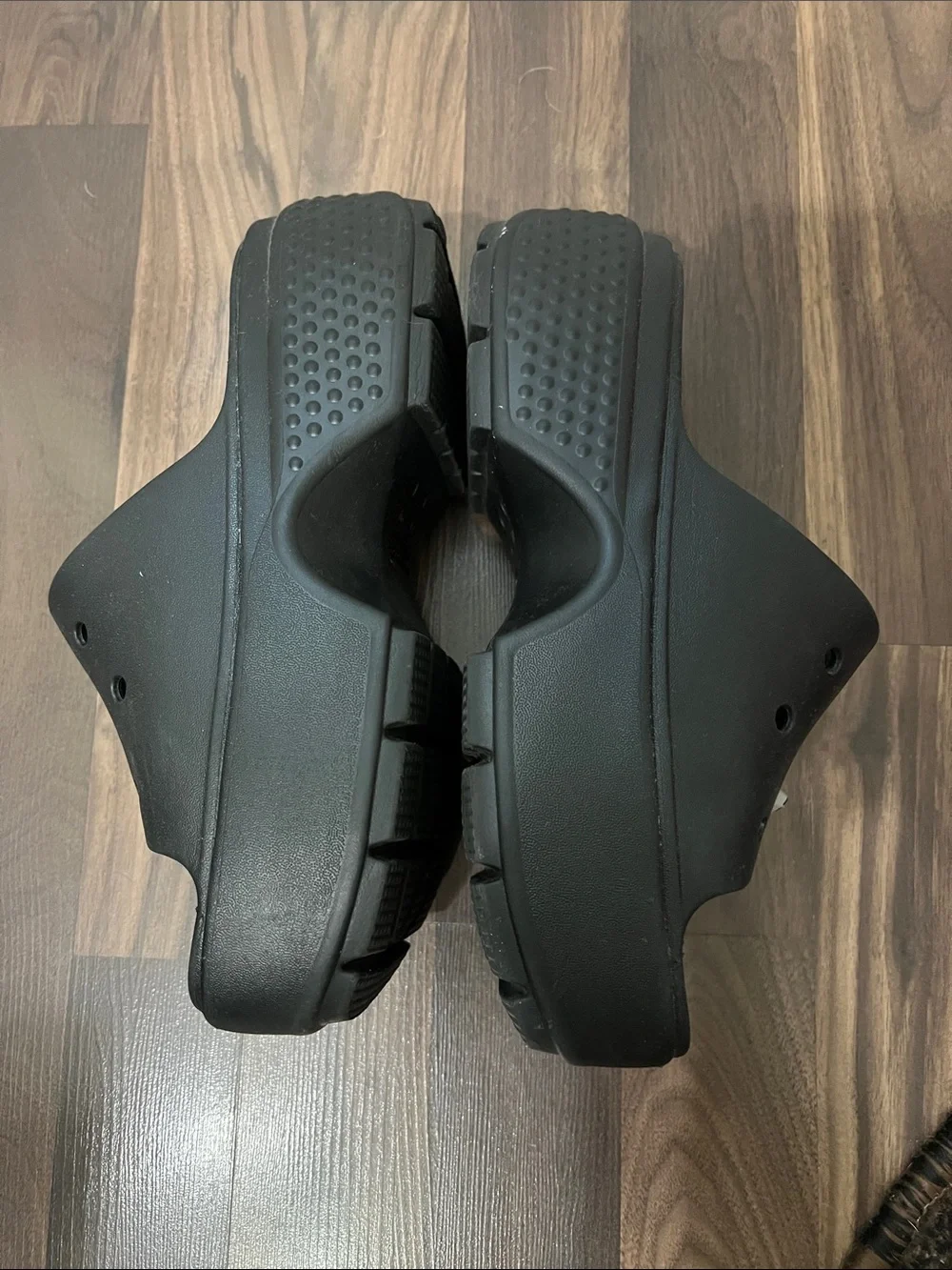 Black Crocs Platform Slide Sandals. Taylor Swift Reputation inspired.